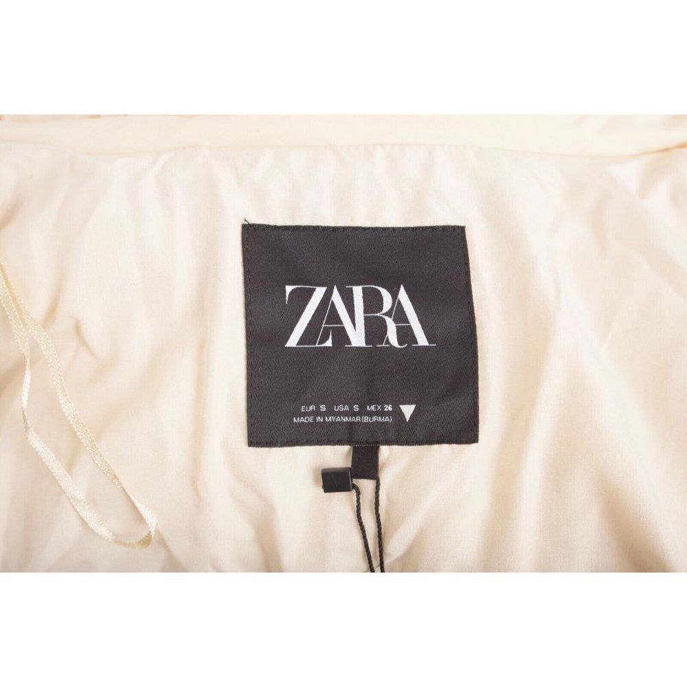 Zara Womans Jacket Puffer Coat Quilted Size S Ecru Beige Hooded 4432/705 NWT - Picture 6 of 6